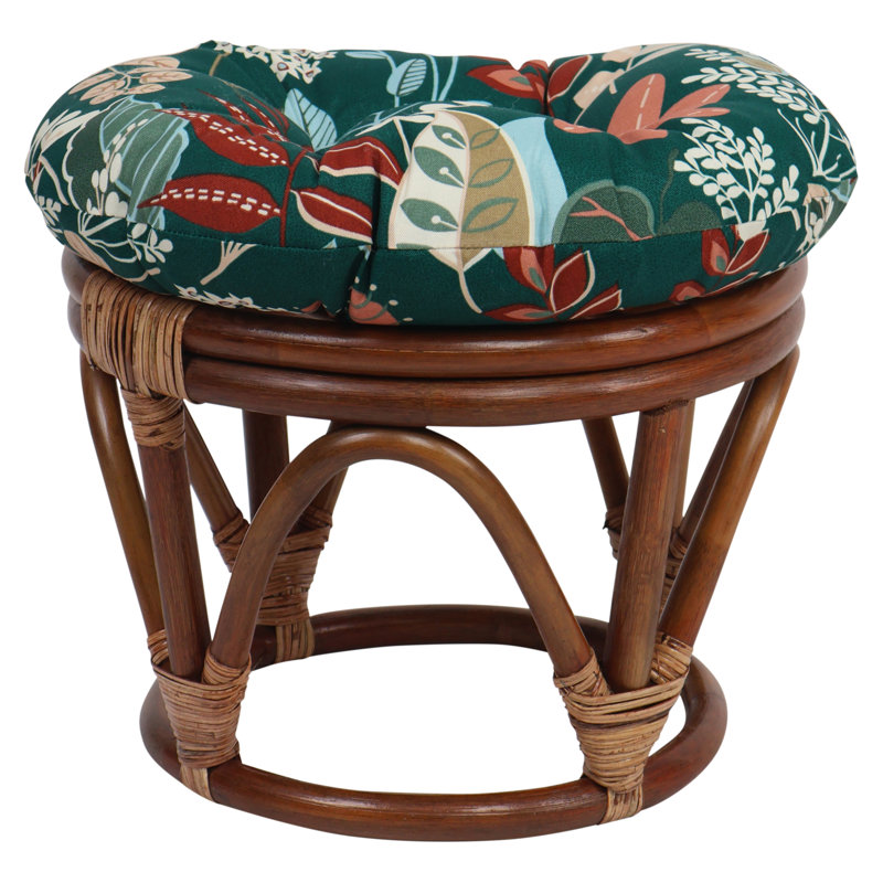 Outdoor 4'' Ottoman Seat Cushion, Green Floral