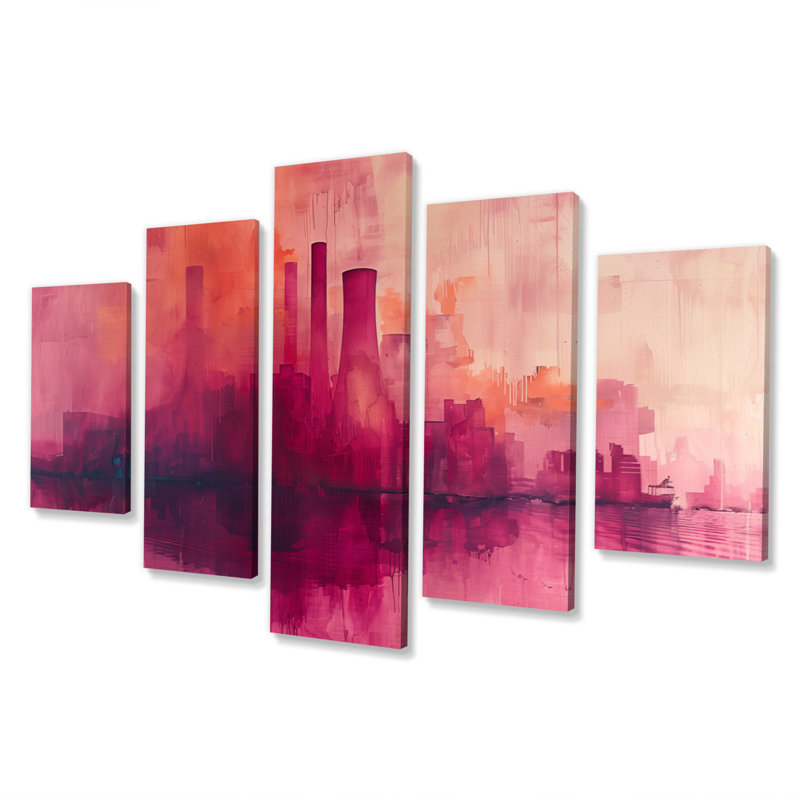 Mauve Pulse Power Plant Landscape - ensemble de décorations murales Power Plants