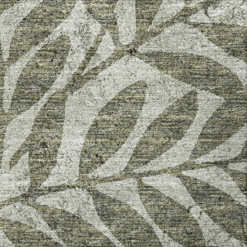 Premium Machine Washable Dream Shag ADS111 Tropical Leaves Rug, Green, 10' x 14'