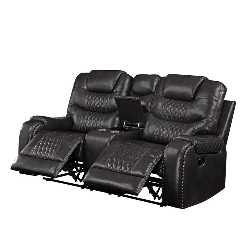Canapé inclinable à accoudoirs arrondis 78 po Diyana, Polyuréthane magnétite