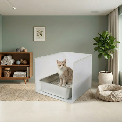 Grand bac à litière pour chat, protection anti-éclaboussures à côtés hauts, unité simple