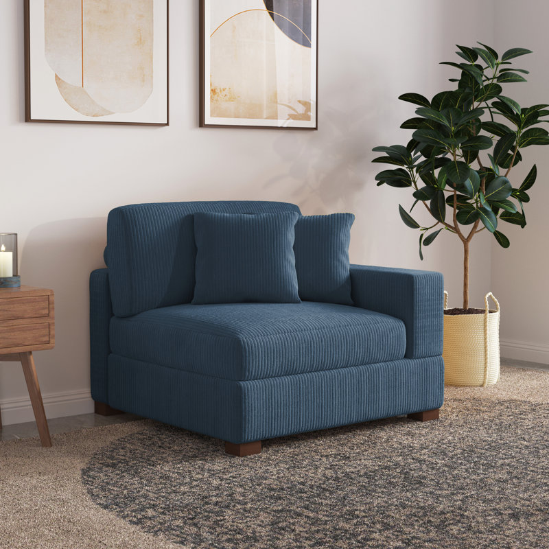 Fauteuil en velours côtelé Milbrey, Navy, Velours côtelé
