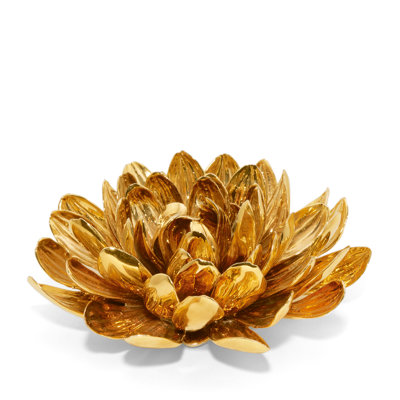 Gilded Dahlia Flower Sculpture