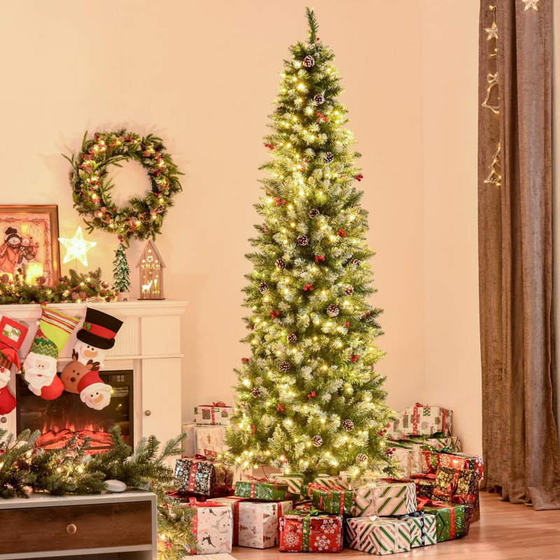 Arbre de Noël artificiel pré-éclairé enneigé, 7.5'