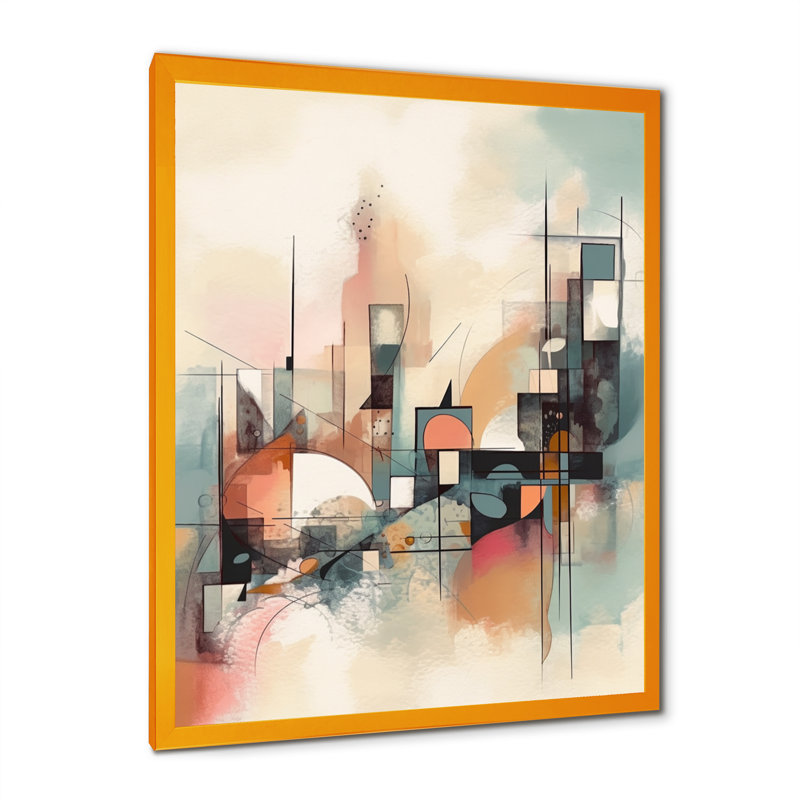 Explorations In Serenity I - Impression sur toile géométrique moderne, H 20 po x l 12 po x P 1 po, Encadrement doré