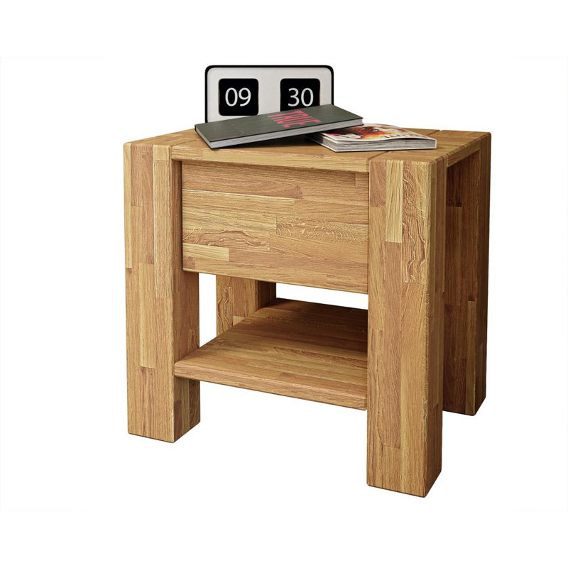 Strathaven 45cm W Solid Wood Bedside Table, Oil