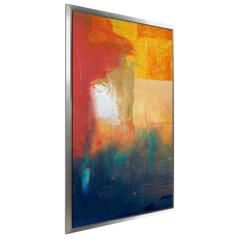 «Summer Set I», reproduction de peinture acrylique, H 63,5 po x l 39,5 po x P 2 po, Cadre flottant argent