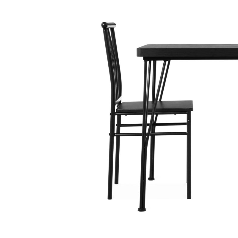 Black Metal and Wood 5-Piece Dining Set with 4 Chairs