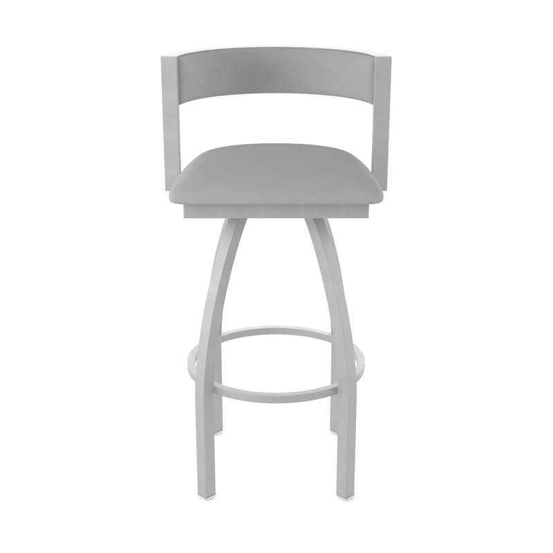 Tabouret Artémis, Tabouret de bar (siège d'une hauteur de 30 po), Vinyle - gris Folkstone Canter, Nickel anodisé