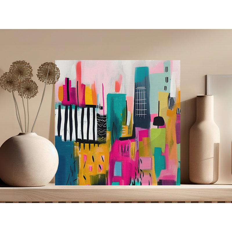 Abstract Cityscape Wall Art, Buildings Canvas Print, Modern Art Home Decor, Ready to Hang Art, Multiple Sizes Available