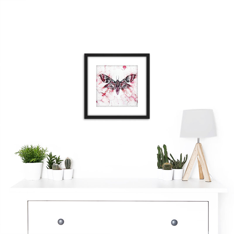 Red Moth Wings Insect Watercolour - Single Picture Frame Painting
