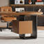 Bureau à 2 tiroirs brun noisette + bois massif noir + fer + acrylique + Barenia-573039976-573039979