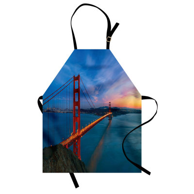 East Urban Home Travel Apron Unisex Golden Gate Bridge Scene Adult Size Multicolor