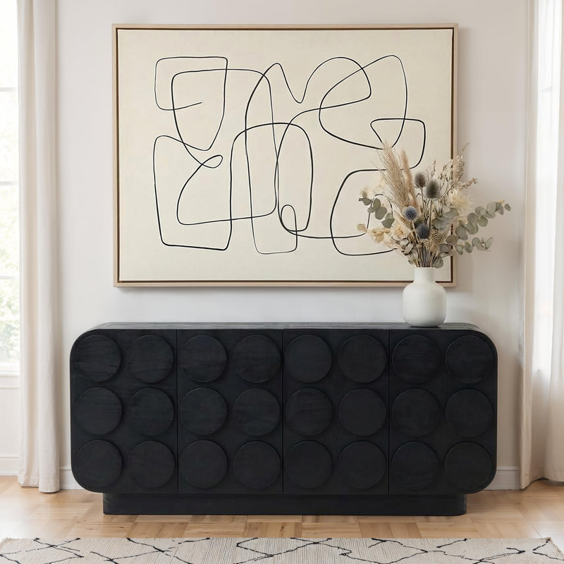 Elysian 71" Wide Mindi Wood 4-Dr Sideboard, Black