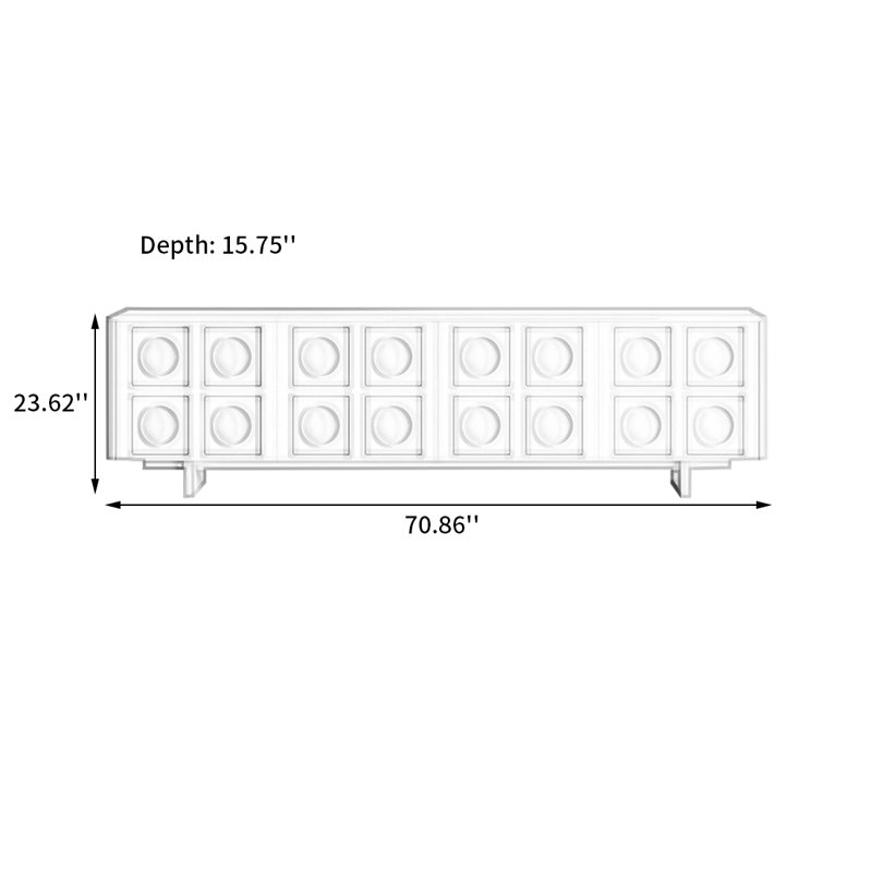 Meuble télé noir de style rétro simple, H 23,62 po x L 70,86 po x l 15,75 po