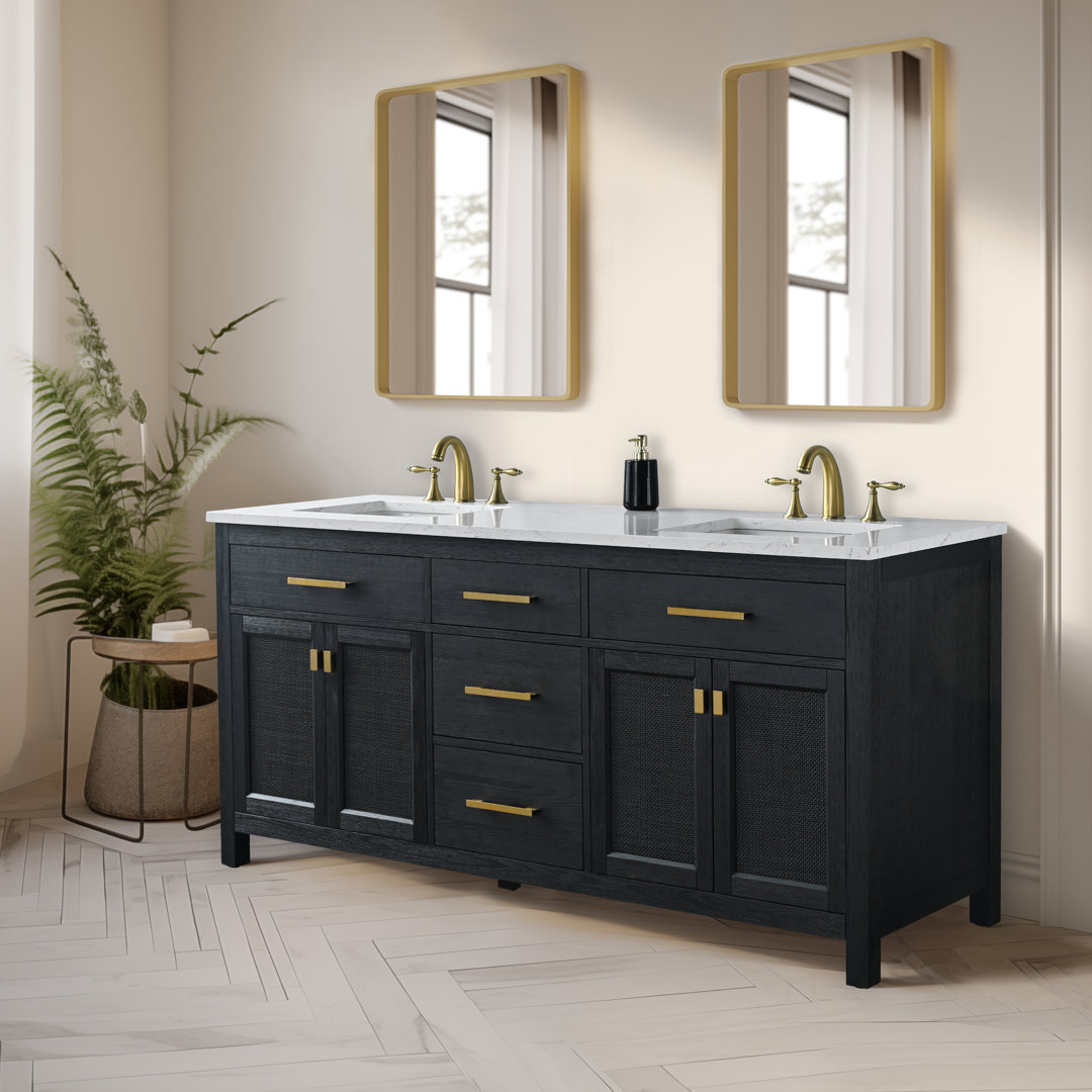 Marquist 72" Double Bathroom Vanity With Stone Top Mercer41 Base 