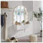 Coiffeuse murale suspendue avec miroir DEL et prise électrique, table de toilette en bois d'ingénierie blanc avec tiroirs de rangement