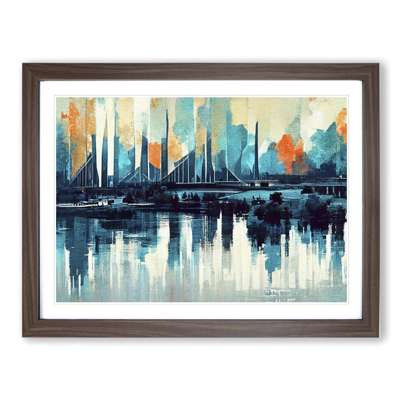 Abstract River Art Vol.3 - Framed Print, 34cm H x 46cm W x 2cm D, Walnut