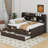 Full Size Wooden Captain Bed with Built-in Bookshelves, Three Drawers and Trundle-94409508