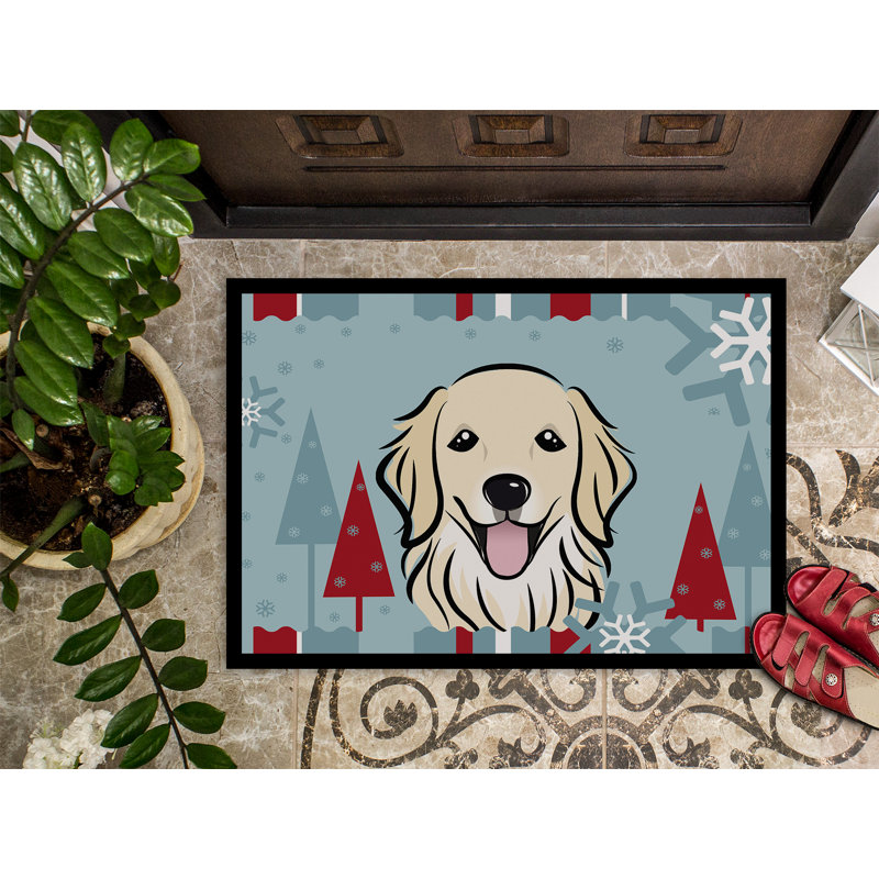 Tapis d’extérieur anti-dérapant winter replacer golden retriever, Rectangle 2 pi x 3 pi
