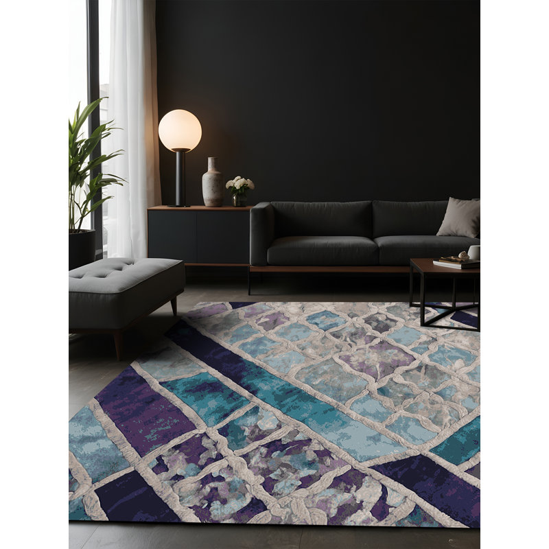 Tapis gris soyeux et moelleux, Carré 3 pi