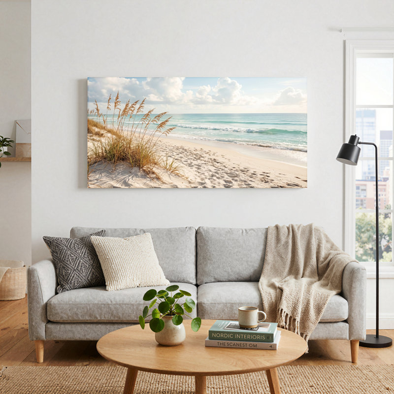 Ensemble de 1 tableau sur toile représentant une scène de plage, 32“W x 16”H, Wrapped Canvas