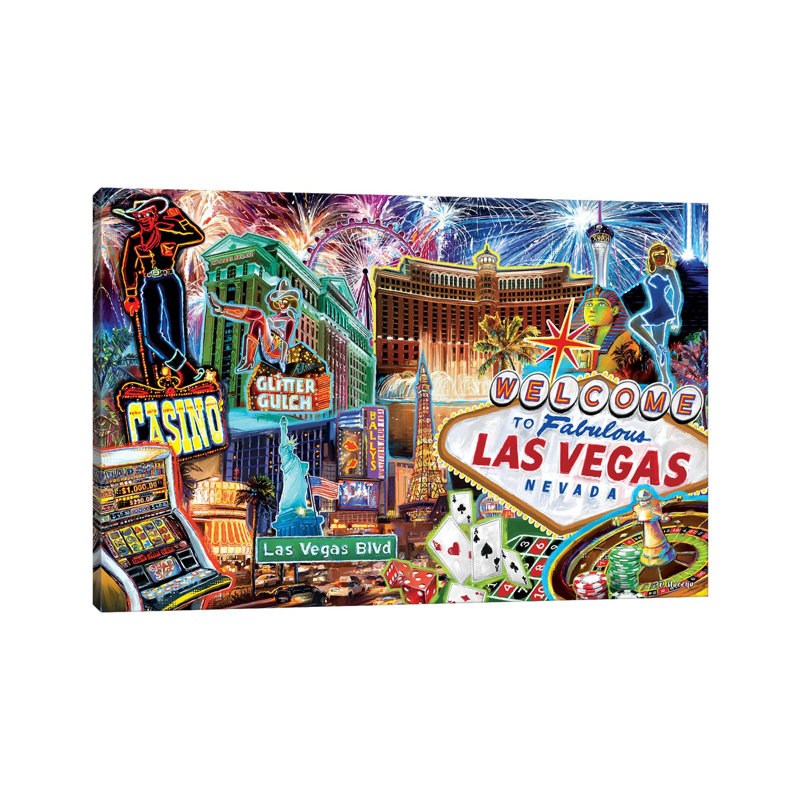 Las Vegas Pop Art- Gallery-Wrapped Canvas Giclée, 40" H x 60" W