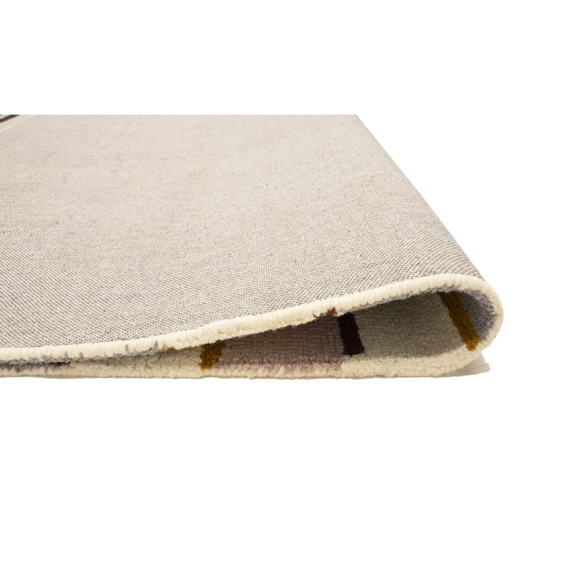 Tapis rectangulaire en laine touffeté à la main multicolore