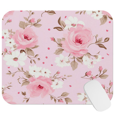 Floral Pink Floral Dreams II Gaming Cute Office Laptop Desk Pad Gift Mat Square Rectangle Non-Slip Mousepad