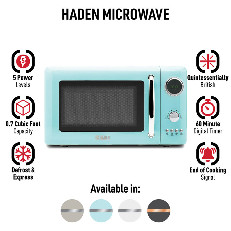 HADEN .7  Cubic Foot Countertop Microwave, Turquoise