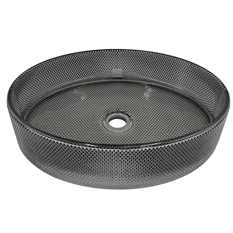 20" Luxe Texture Glass Vessel Sink, Gray