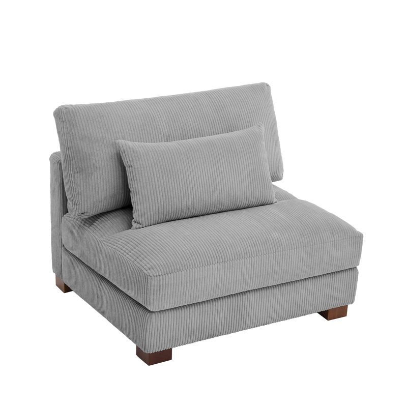 Maelina 96.5Cm Wide Armless, Light Grey Corduroy