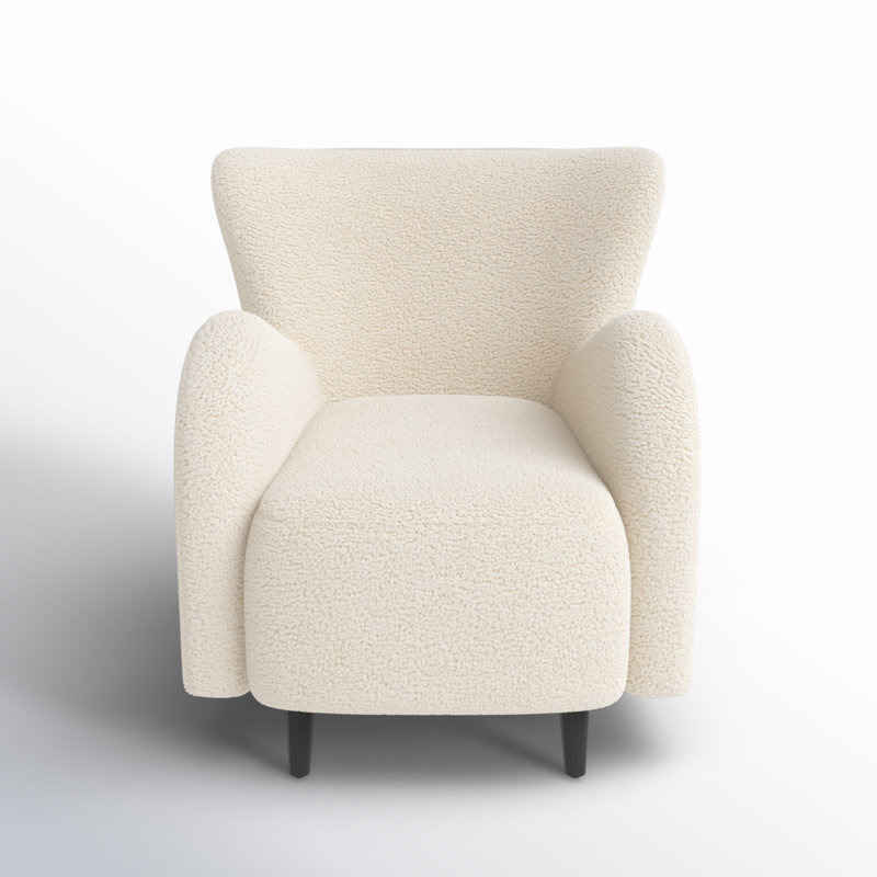 Bowie Upholstered Armchair, Ivory Faux Lambs Wool