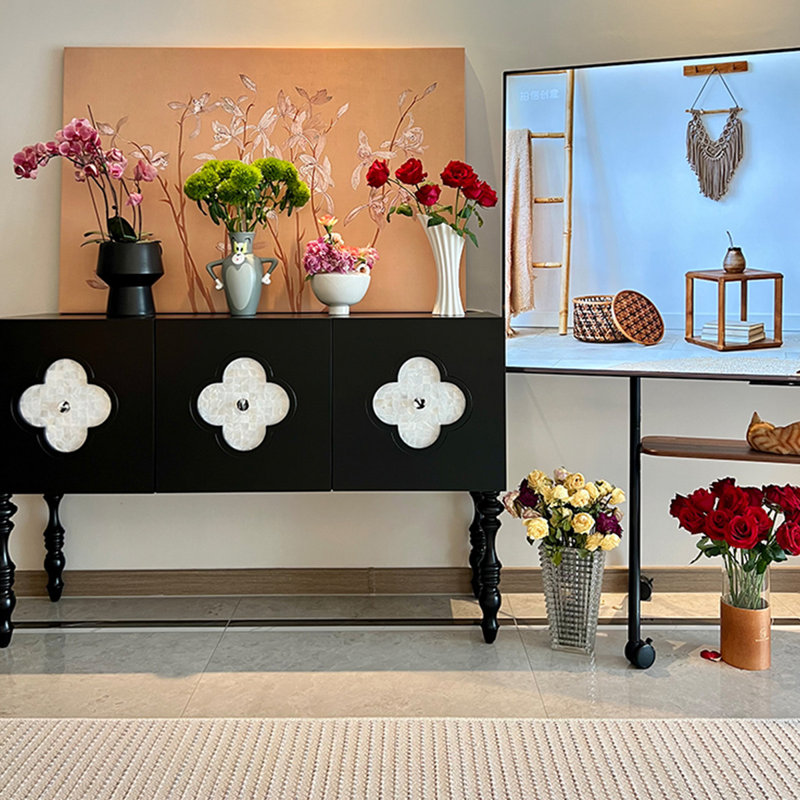 Black Solid Wood Rectangular Console Table, 33.46" H x 53.15" W x 15.75" D