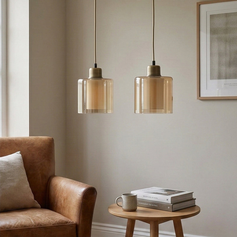 Aurelia Tumbled Gold Dual-Light Pendant