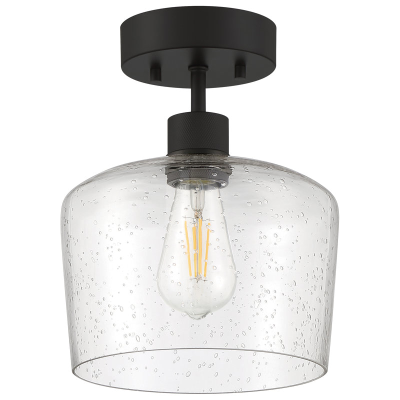 Southglenn Glass Semi Flush Mount, Matte Black