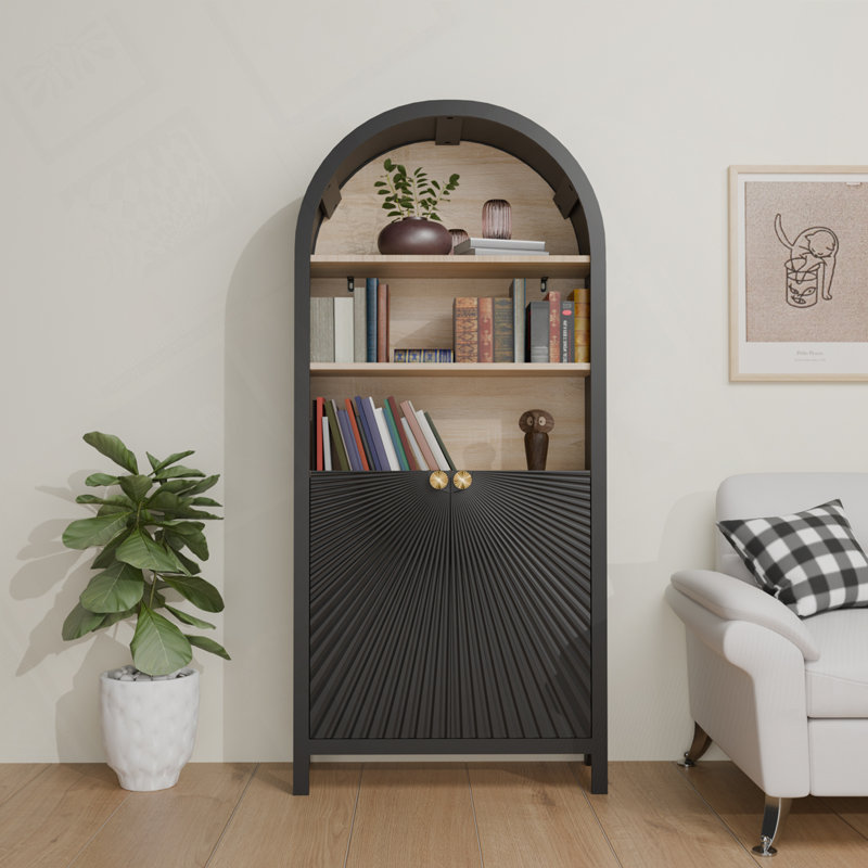 Bibliothèque arquée à 5 niveaux avec armoires de rangement