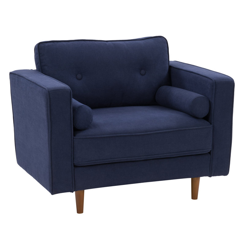 Auxence 42" Wide Tufted Armchair, Navy Blue Polyester
