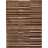 Gabbeh Wool Striped Area Rug in Orange/Dark Brown/Green/Beige