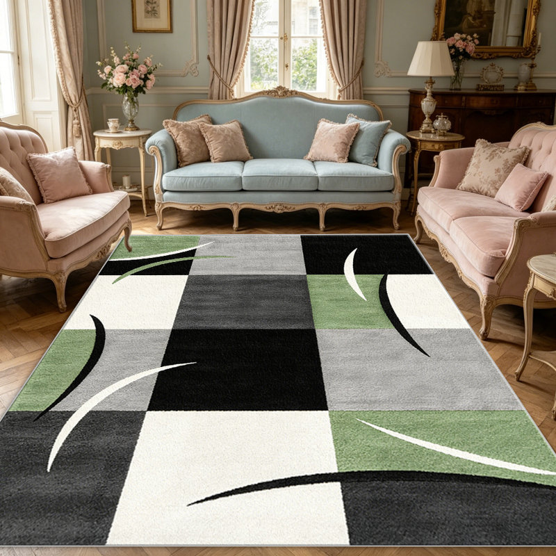 Green area rugs for Living Room, Soft and Comfortable, Suitable for all seasons, easy to maintain, machine washable Indoor floor mat, Under Table Farmhouse suitable for Bedroom, Dining Room, Study,  Balcony, Home Decor Patio