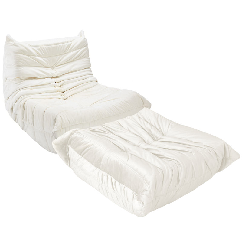 Méridienne sans accoudoirs avec repose-pieds, Beige