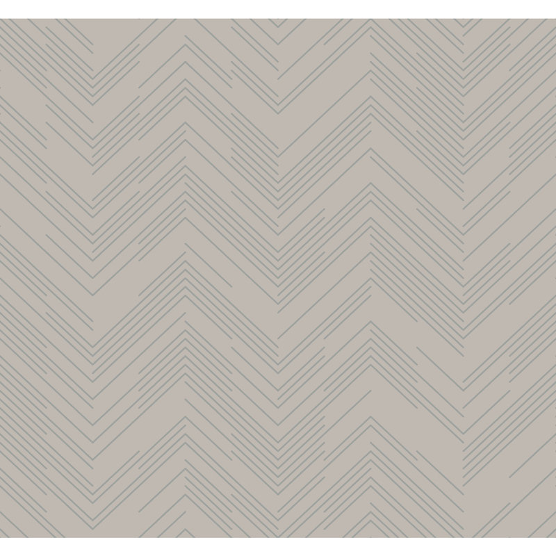 Chevron Metallic Wallpaper Roll, Taupe/Silver