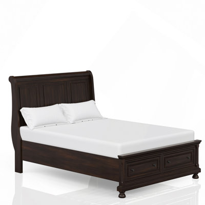 Lit moderne, lit de rangement cerisier foncé luxueux pour un confort ultime