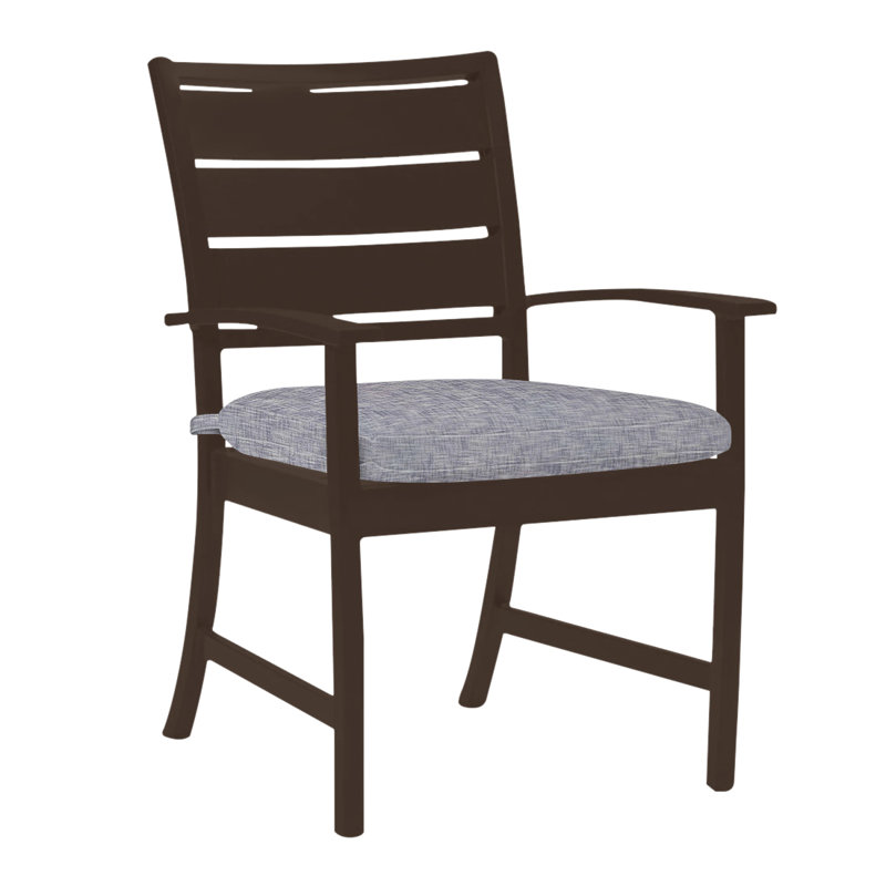 Chaise avec accoudoirs d'extérieur Charleston, Pas de soudure, Cabana à rayures minuit, Acajou