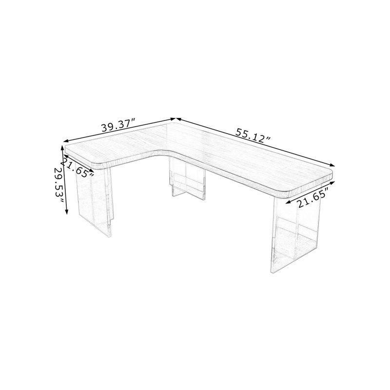 Bureau d'écriture en L en noyer massif, H 29,53 po x l 55,12 po x P 39,37 po, Gauche