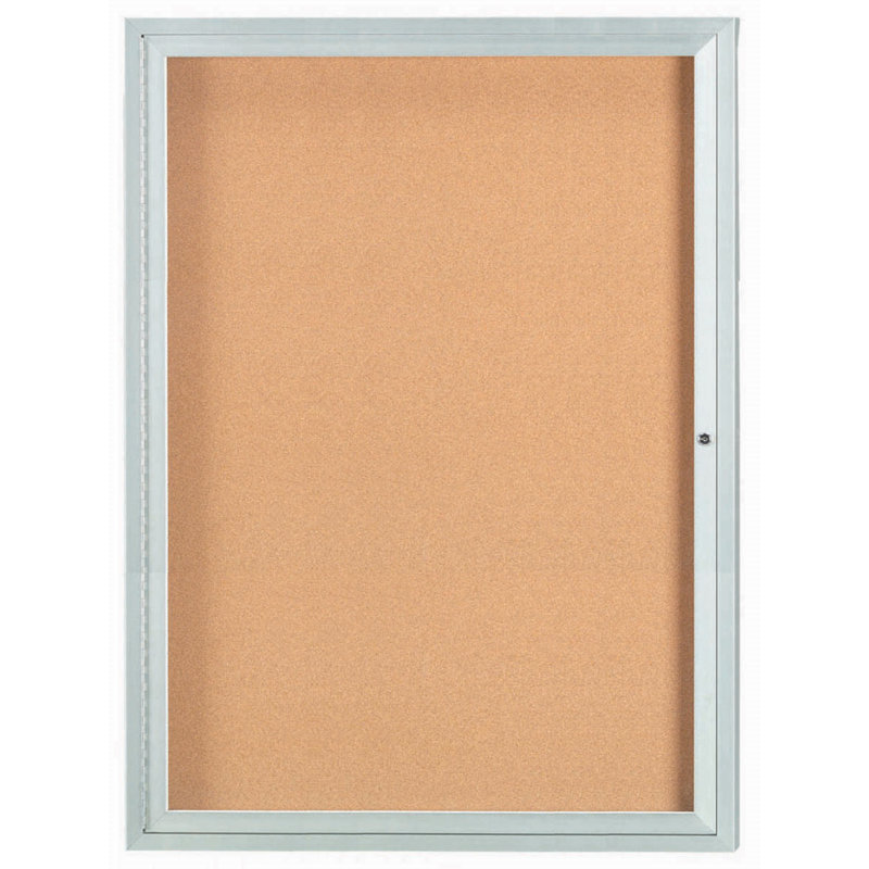 Panneau d'affichage mural fermé avec éclairage DEL, Aluminium anodisé satin transparent, Un, H 48 po x l 36 po