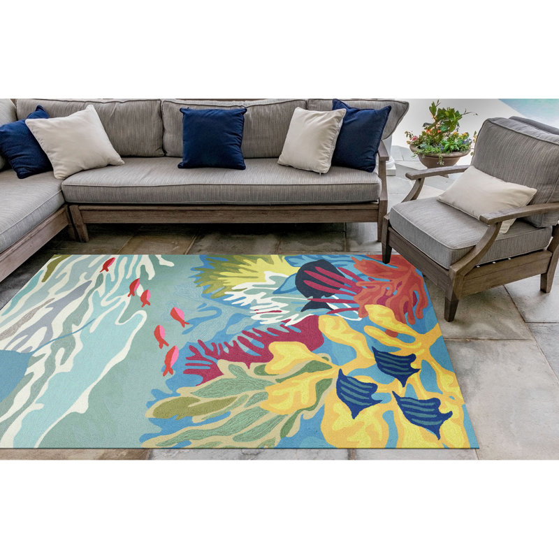 Hemsworth Performance Hand Tufted Abstract Indoor / Outdoor Rug, Rectangle 5' x 7'6"