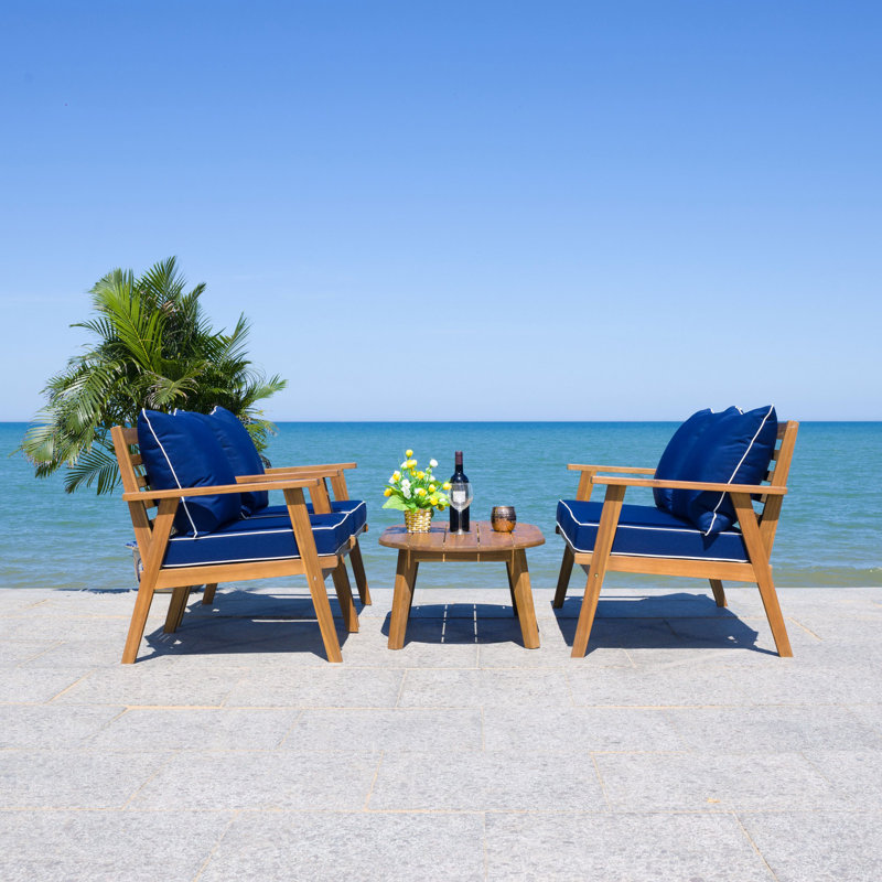 Ariarna Acacia 4 - Person Patio Conversation Set with Cushions, Navy