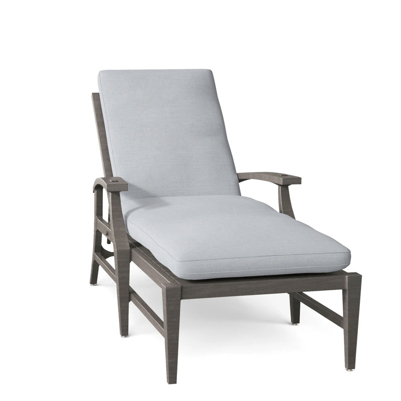 Croquet Aluminum Outdoor Chaise Lounge, Welt, Slate Gray, Linen Chambray