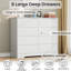 Commode 8 tiroirs en bois avec plateau large, grande commode de rangement pour chambre à coucher, salon, couloir, chambre d'enfant